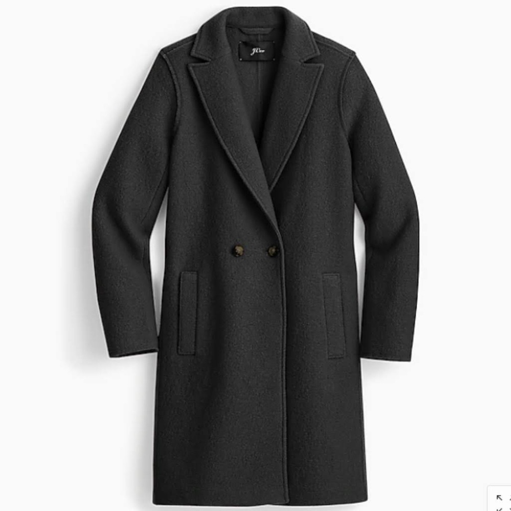 J.Crew Black Daphne Italian Boiled Wool TopCoat- Size 16
